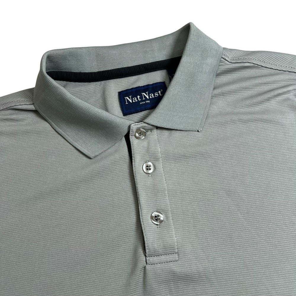 Nat Nast Mens Large Green Polyester‎ Short Sleeve Collared Polo Shirt